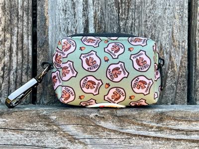 Squirrel Patrol Dog Poop Bag Holder | Green Funny Waste Bag Dispenser | Recycled Neoprene | Outdoor Pet Accessory | Eco-Friendly Dog Gear