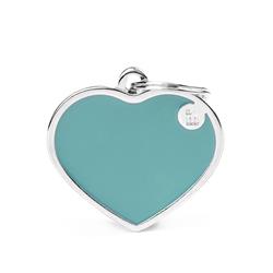 Large Light Blue Heart ID Tag
