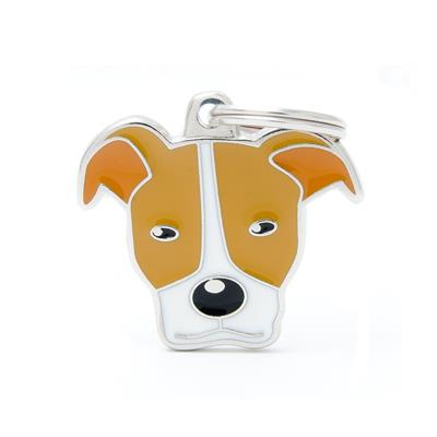White And Orange Pitbull ID Tag