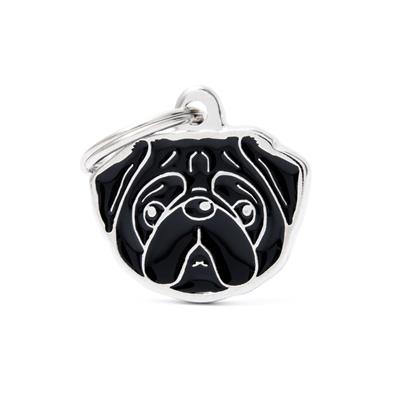 Black Pug ID Tag