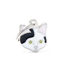 White & Black European Shorthair ID Tag