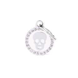 White Glam Skull ID Tag