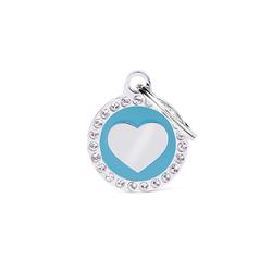 Light Blue Glam Heart ID Tag