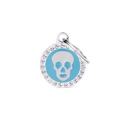 Light Blue Glam Skull ID Tag