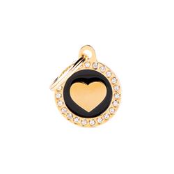 Black Glam Gold Heart ID Tag