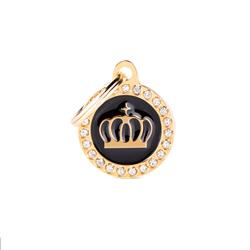 Black Glam Gold Crown ID Tag
