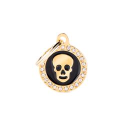 Black Glam Gold Skull ID Tag