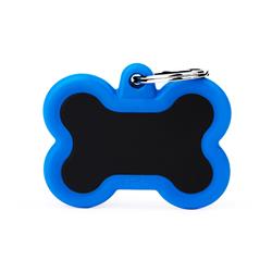 Black Bone Aluminum Blue Rubber ID Tag