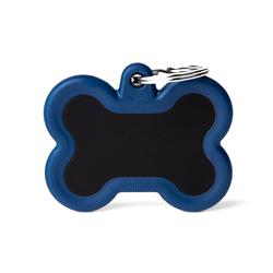 Black Bone Aluminum Dark Blue Rubber ID Tag