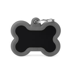 Black Bone Aluminum Grey Rubber ID Tag