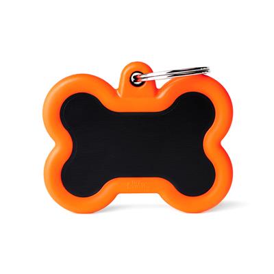Black Bone Aluminum Orange Rubber ID Tag