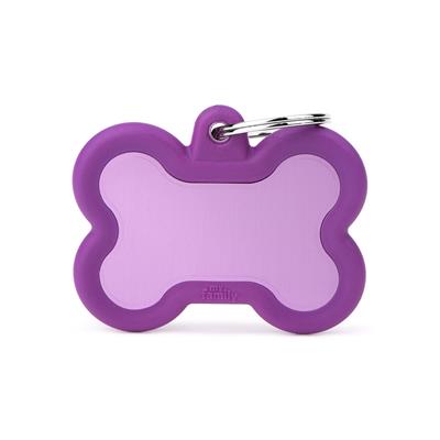 Purple Bone Aluminum Purple Rubber ID Tag