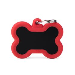 Black Bone Aluminum Red Rubber ID Tag