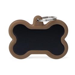 XL Black Bone Aluminum Brown Rubber ID Tag