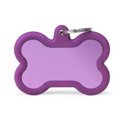 Purple Bone XL Aluminum Purple Rubber ID Tag