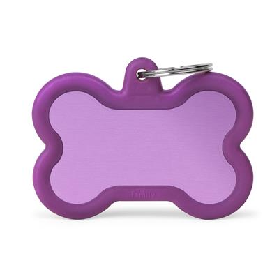 Purple Bone XL Aluminum Purple Rubber ID Tag