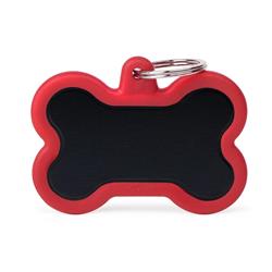 XL Black Bone Aluminum Red Rubber ID Tag
