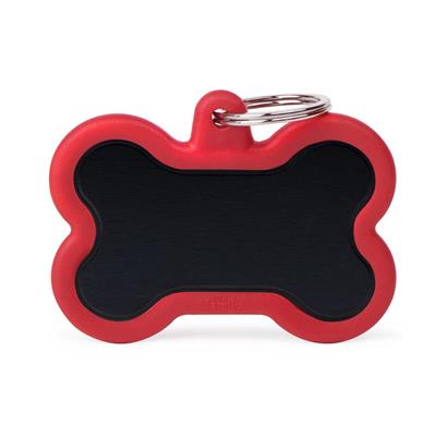 XL Black Bone Aluminum Red Rubber ID Tag