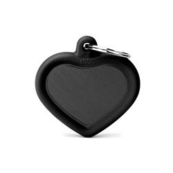 Black Heart Aluminum Black Rubber ID Tag