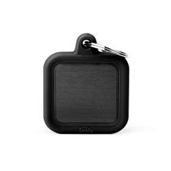 Black Square Aluminum Black Rubber ID Tag