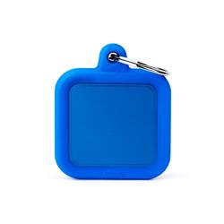 Blue Square Aluminum Blue Rubber ID Tag