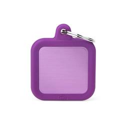 Purple Square Aluminum Purple Rubber ID Tag