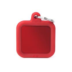 Red Square Aluminum Red Rubber ID Tag