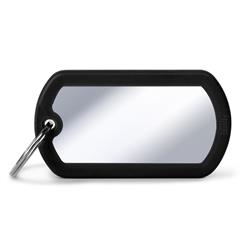 Military Chrome Plated Brass Black Rubber ID Tag