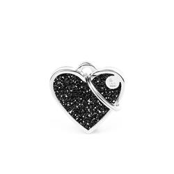 Small Heart Glitter Black ID Tag