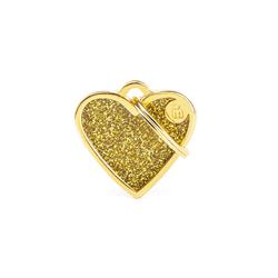 Small Heart Glitter Gold ID Tag