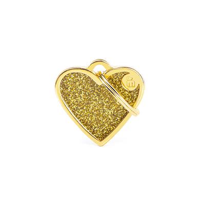 Small Heart Glitter Gold ID Tag