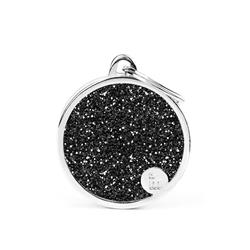 Big Circle Glitter Black ID Tag