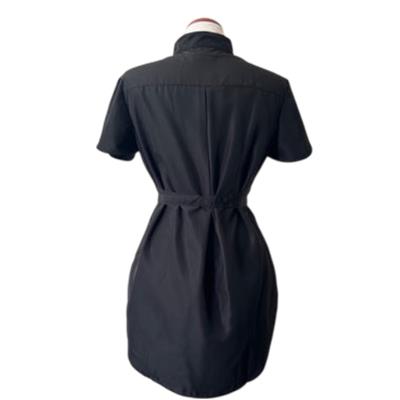 Classic Black Rhinestone Half Zipper Front Stylish Scrub Tunic by Ladybird Line