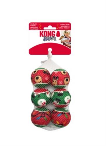 KONG Holiday SqueakAir Balls 6-pk Small