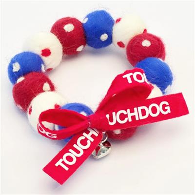 Touchcat ® Pom-Pom Patterned Designer Cat Neck Collar - Red
