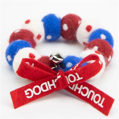 Touchcat ® Pom-Pom Patterned Designer Cat Neck Collar - Red