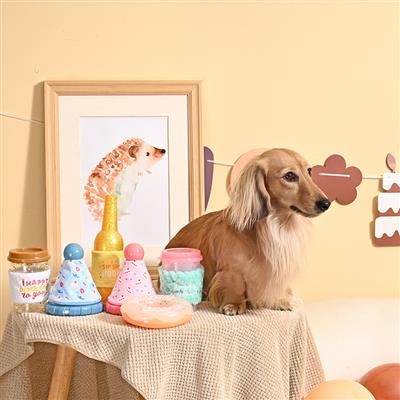 Yappy Birthday –  Blue Party Hat | TPR Rubber Dog Toy