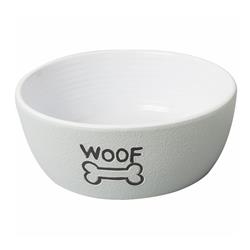 Spot 7" Dog WOOF, Gray Nantucket Dish