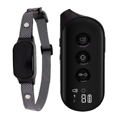 Pet Life ®  Tutor-Bark 1-to-2 Dog 1,000 Foot Range 8-Level Vibration and Tone Training Dog Collar - Black