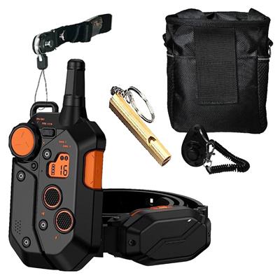 Pet Life ®  Latitude 1-to-2 Dog 1,000 Yard Range Vibration Tone and 16-Level Stimulation Training Dog Collar - Black