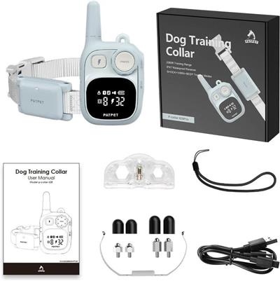 Pet Life ®  Nano-Bark Mini LED 1-to-2 Dog 2,000 Foot Range 8-Level Vibration and Tone 32-Level Stimulation Training Dog Collar - Blue
