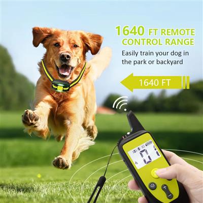 Pet Life ®  Yard-Trek 1-to-2 Dog 550 Yard Range 16-Level Vibration and Sound Training Dog Collar - Yellow