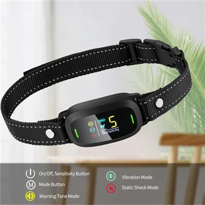 Pet Life ® Barkomatic LED 5-Level Sensitivity and 6-Step Automated Beep Vibration and Stimulation Anti-Bark Dog Collar