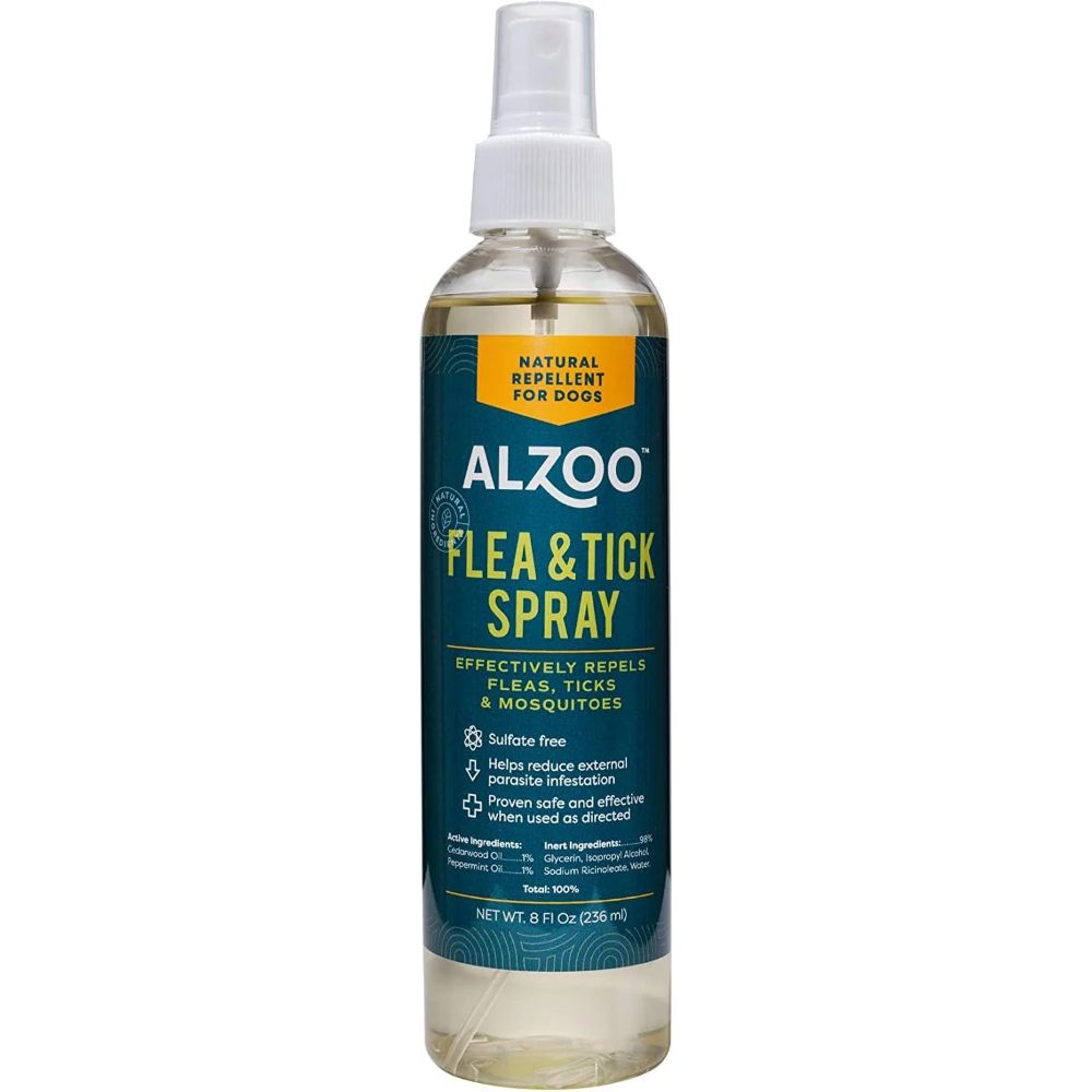 ALZOO Natural Flea & Tick Repellent For Dogs - Plant-Based Squeeze-On & Spray Combo