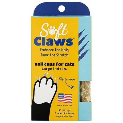 Gold Sparkle Feline Large Nail Caps by Soft Claws