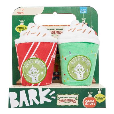 BARK Fa-La-La-Lattes Plush Dog Toy 2pc