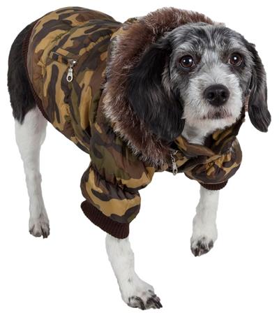 Pet Life ® Classic Camo Fashion 3M Insulated Dog Coat w/ Removable Hood – Camo - 12 Pack
