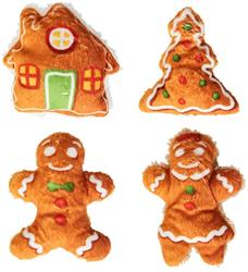 ETHICAL/SPOT Holiday Gingerbread Cat Toy Asst 4"