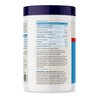 Glandex Anal Gland Support Soft Chews - Duck & Bacon Flavor 120 ct.