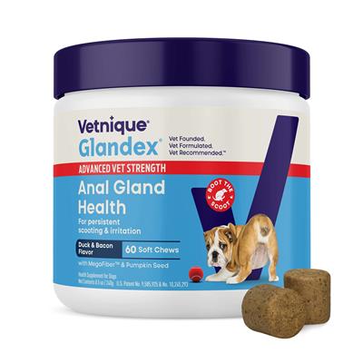 Glandex Anal Gland Support Soft Chews - Duck & Bacon Flavor 60 ct.